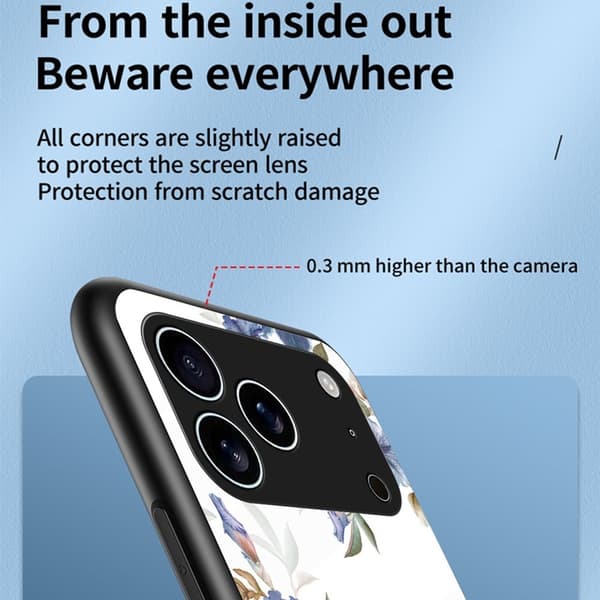 Mobilskal till iPhone 17 Pro Max Floral Pattern TPU + Härdat Glas - Grön Grön