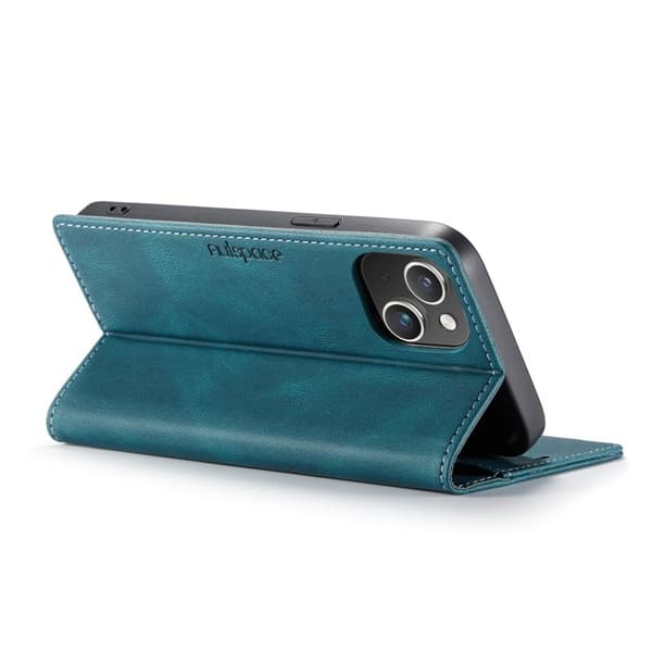 AUTSPACE iPhone 15 Plus Wallet Fodral KonstLäder - Blå