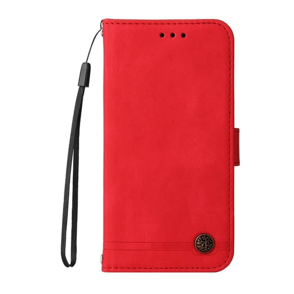 iPhone 17 Pro Max Plånboksfodral Skin Touch med Rem Röd