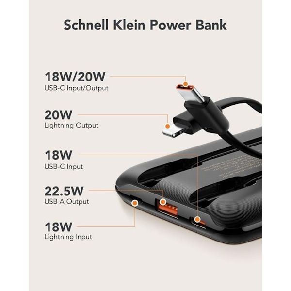 VEGER Powerbank 10000 mAh Type C / Lightning 22.5W C11 - Svart