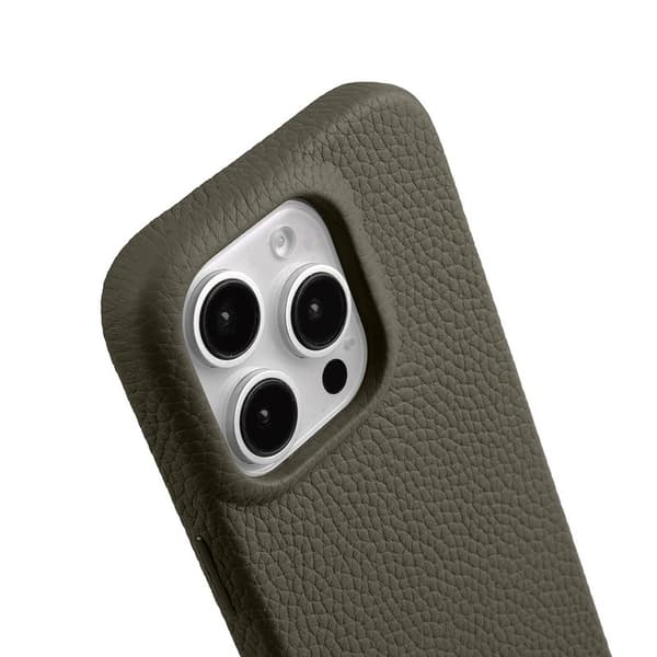 MELKCO Mobilskal till iPhone 16 Pro Magnetiskt Äkta Läder PC Grå