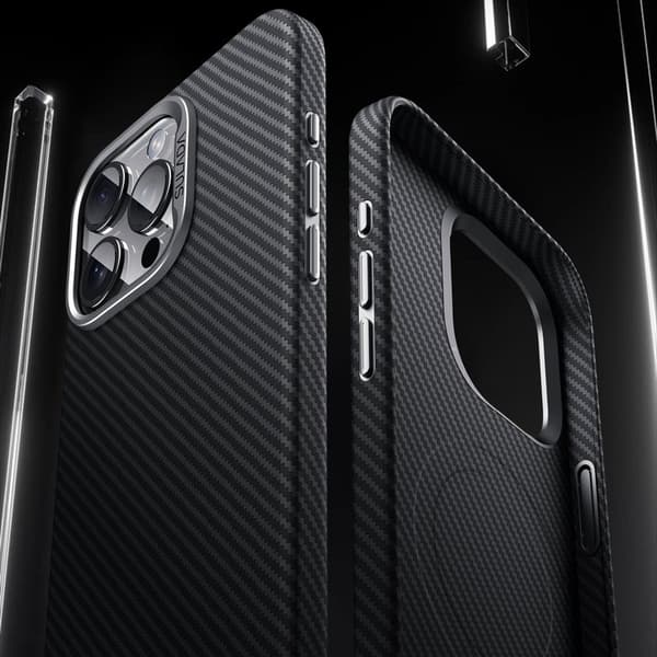 SULADA Mobilskal till iPhone 14 Pro Max Carbon Fiber PU+TPU Brun