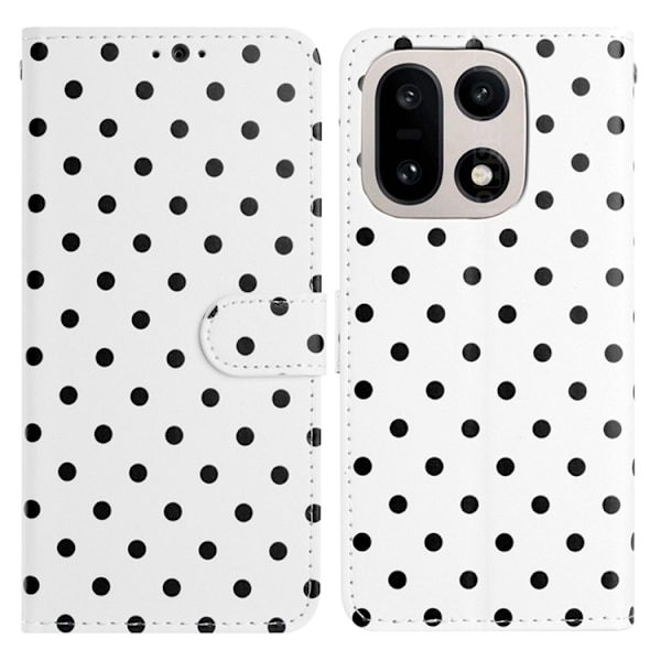 OnePlus 15 5G Plånboksfodral Polka Dot Pattern Konstläder Vit