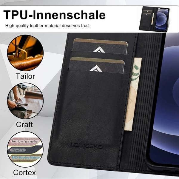 LC.IMEEKE iPhone 11 Plånboksfodral Konstläder - Svart