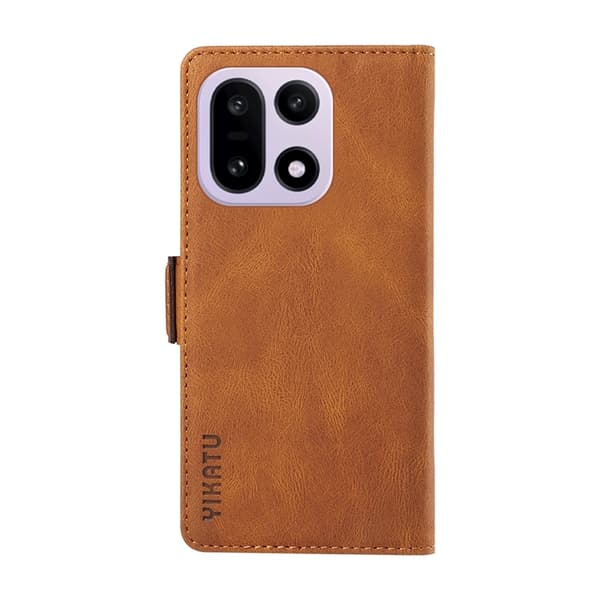 YIKATU OnePlus 15 5G Konstläder Plånboksfodral Skin-touch Feeling Brun