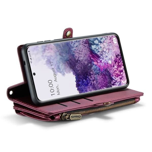 CASEME Plånboksfodral Konstläder för Samsung Galaxy S20 Plus - Vinröd