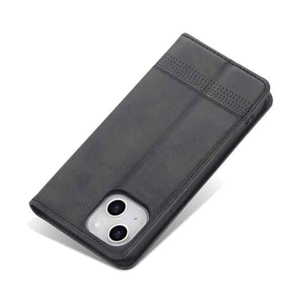 AZNS iPhone 15 Plus Plånboksfodral i Konstläder - Ställfunktion - Svart