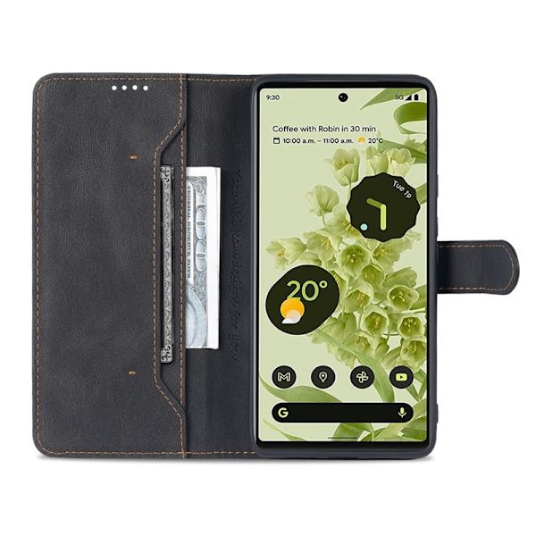 AZNS Google Pixel 6 Plånboksfodral TPU+Konstläder - Svart