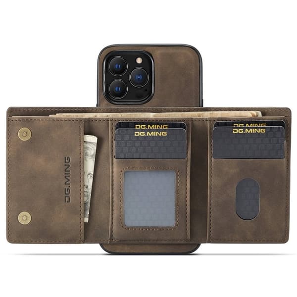 DG.MING M1 Series Mobilskal till iPhone 14 Pro Max 2-i-1 Brun