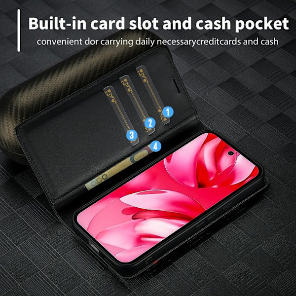 LC.IMEEKE Google Pixel 9a Konstläder Plånboksfodral - Kolfiber - Vit