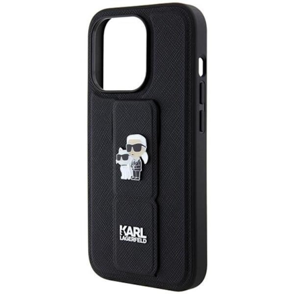 KARL LAGERFELD iPhone 13 Pro/13 Mobilskal Gripstand Saffiano Pins Svart
