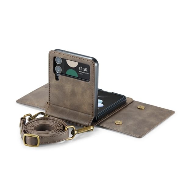 DG.MING Samsung Galaxy Z Flip4 Plånboksfodral RFID-Skydd Brun