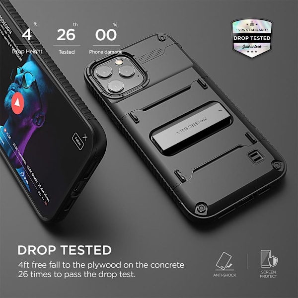 VRS DESIGN Damda QuickStand iPhone 12 Pro Max -kotelo - musta Black