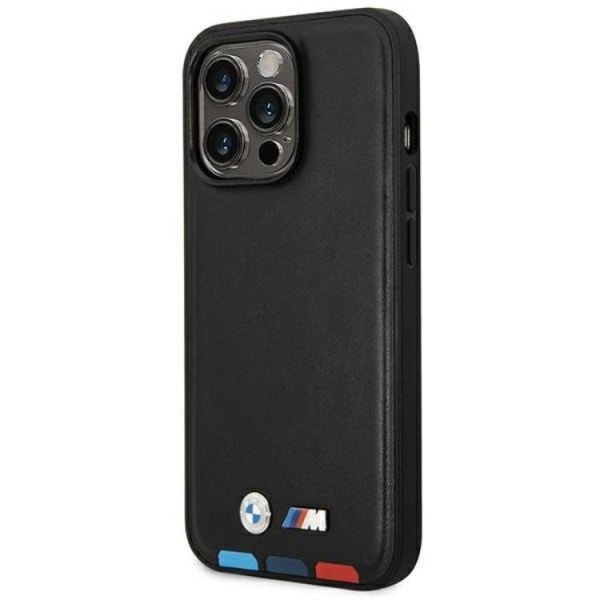 BMW iPhone 14 Pro Max Case Magsafe Nahkaleimasin Tricolor - musta