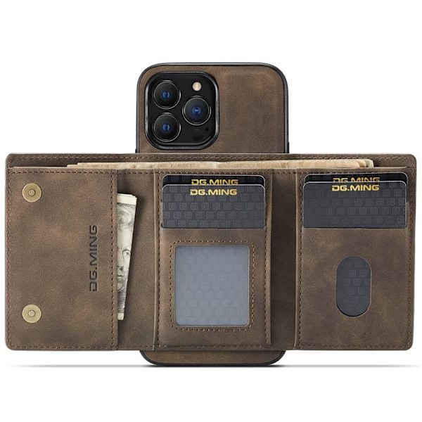 DG.MING M1 Series Mobilskal till iPhone 15 Pro Max Kickstand - Brun