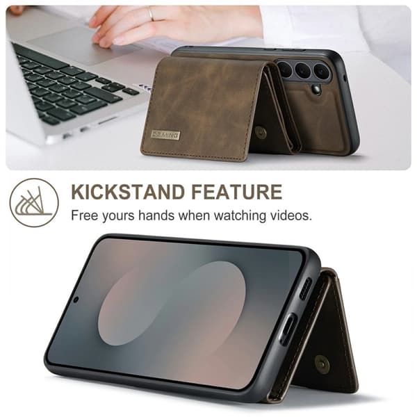 DG.MING M1 Series Mobilskal till Samsung Galaxy S25 FE Kickstand - Brun Kaffe