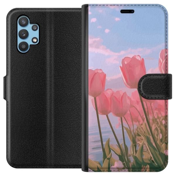 Plånboksfodral till Samsung Galaxy A32 5G med Rosa Tulpaner