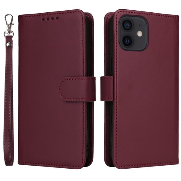 BETOPNICE iPhone 12 / 12 Pro Plånboksfodral - Detachable Konstläder - Vinröd