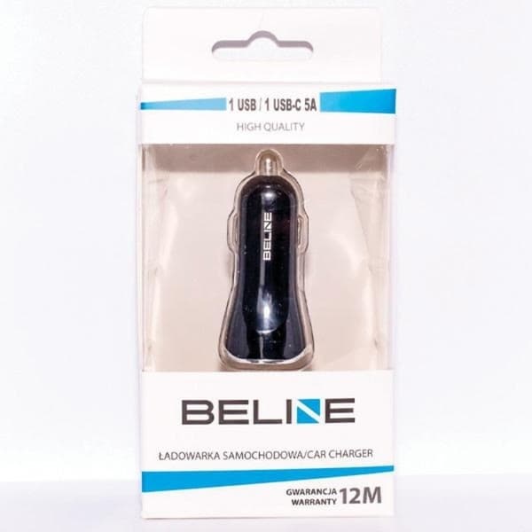 Beline Billaddare USB-A Till USB-C - Svart Svart