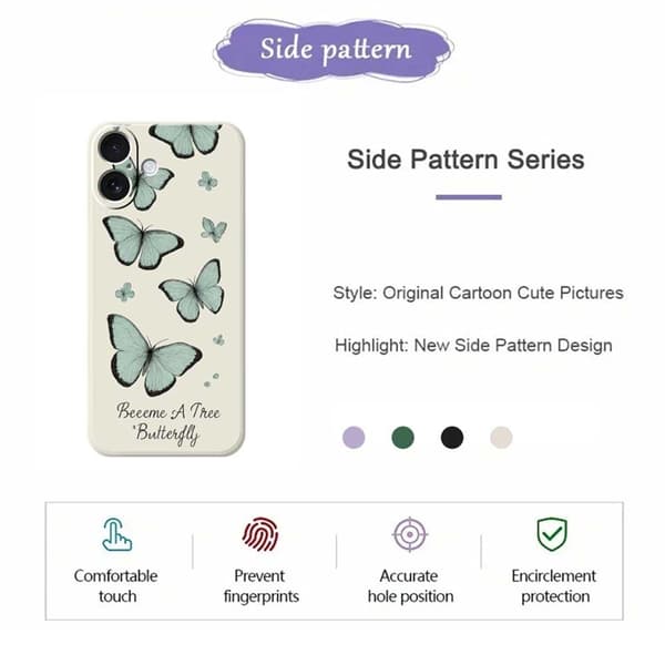 Mobilskal till iPhone 17 Grön Butterfly Pattern TPU - Beige Beige