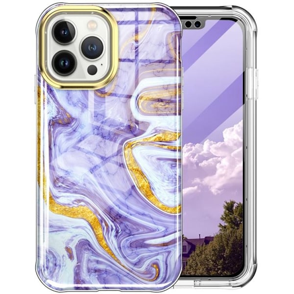 iPhone 14 Pro Max Skal 360 Marble - Lila