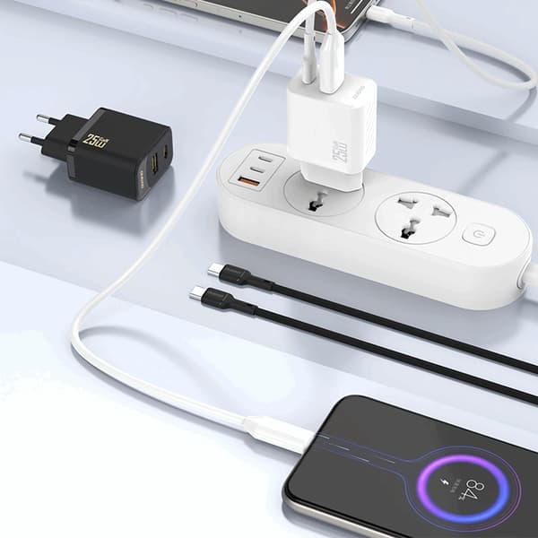 Dudao Hurtigoplader 25W A26T GaN USB-A USB-C - Hvid Vit