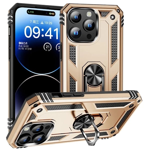 Mobilskal till iPhone 15 Pro Max med Kickstand - Guld Guld