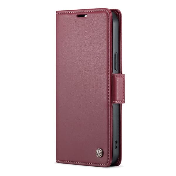 CASEME iPhone 12 Pro Max Plånboksfodral Konstläder RFID-Skydd Röd