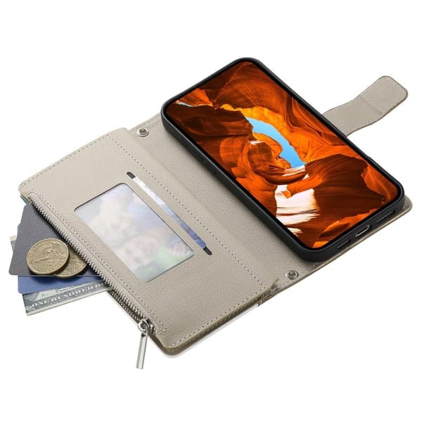 Samsung Galaxy S26 Ultra Plånboksfodral Dragkedja Konstläder - Blå
