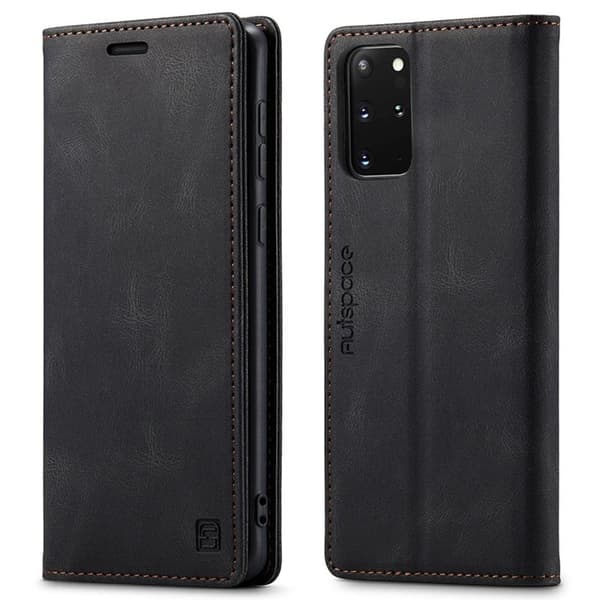 AUTSPACE A01 Plånboksfodral för Samsung Galaxy S20 Plus Konstläder - Svart