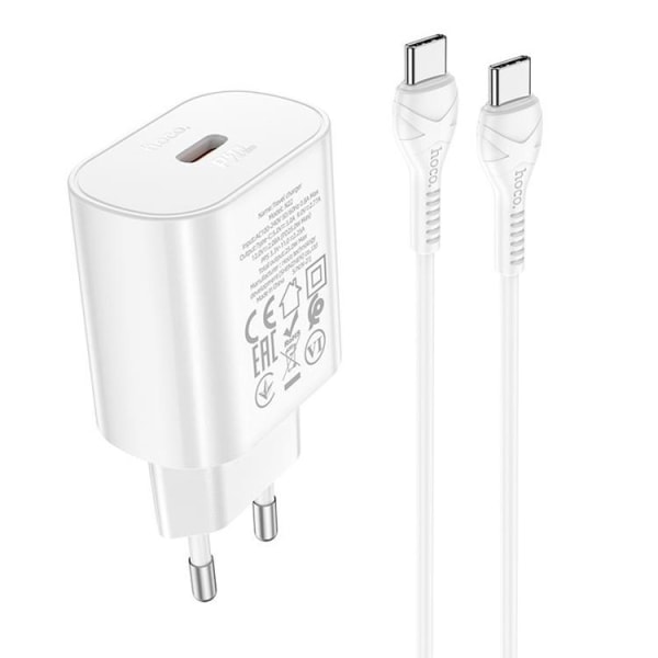 Hoco Väggladdare USB-C Med USB-C Kabel - Vit