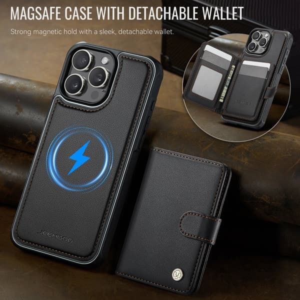 JEEHOOD J09 Mobilskal till iPhone 14 Pro Max RFID Läder Svart