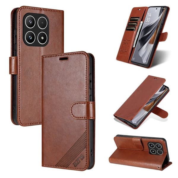 AZNS Xiaomi 17 Plånboksfodral Anti-Scratch Konstläder - Brun