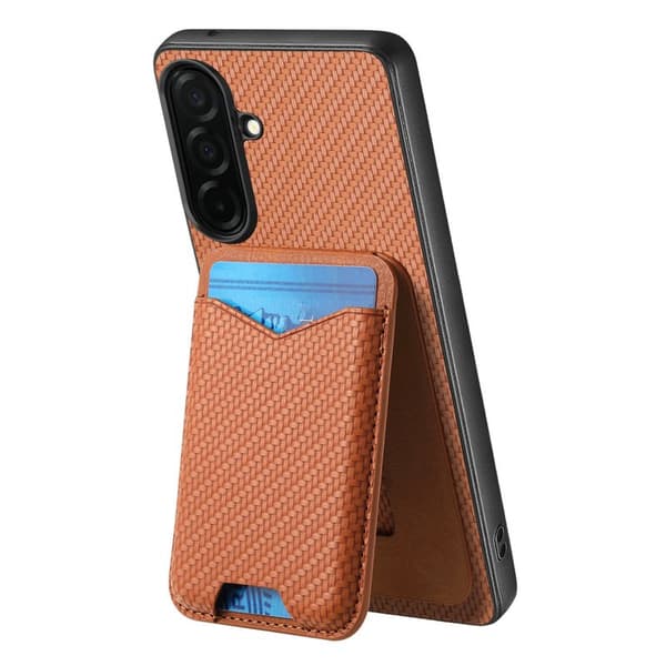CASENEO Mobilskal för Samsung Galaxy S26 Plus Fällbar Kickstand Konstläder Brun