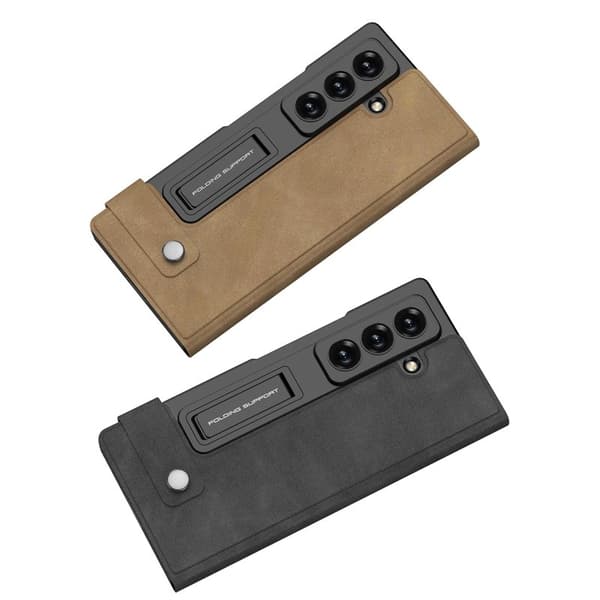 GKK Samsung Galaxy Z Fold7 Konstläder Plånboksfodral Matte PU + PC - Grå