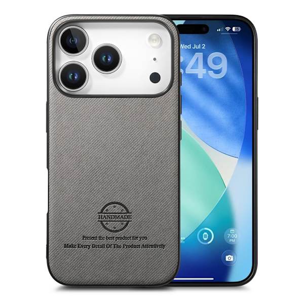 Mobilskal till iPhone 17 Pro Trasa Läder - Grå Grå
