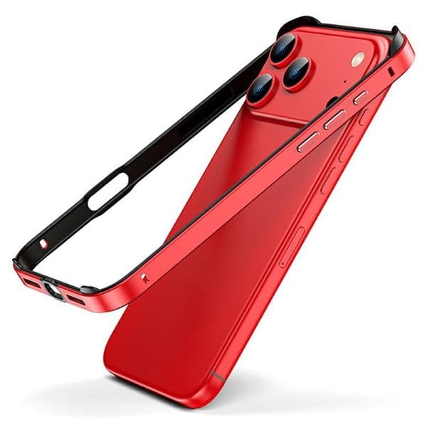 Mobilskal till iPhone 17 Pro Max Hollow Metal Bumper Röd