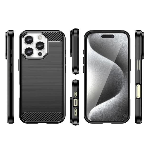 Telefontaske til iPhone 16 Pro Max Silicone Carbon - Sort Black