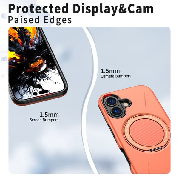 Mobilskal till iPhone 16 MagSafe Rotating Kickstand TPU + PC Orange