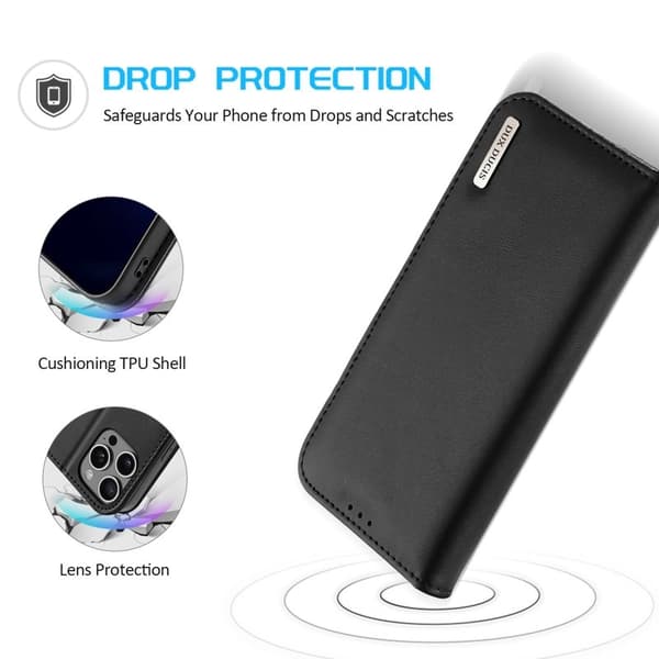 DUX DUCIS Hivo Series iPhone 16 Pro Max Plånboksfodral Äkta läder - Svart
