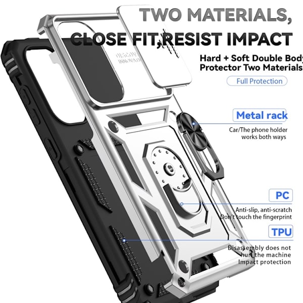Mobilskal till Galaxy A36/A56 Kickstand PC + TPU - Silver Silver