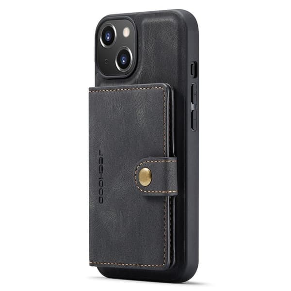 JEEHOOD iPhone 14 Plus Plånboksfodral 2-i-1 Konstläder TPU Svart