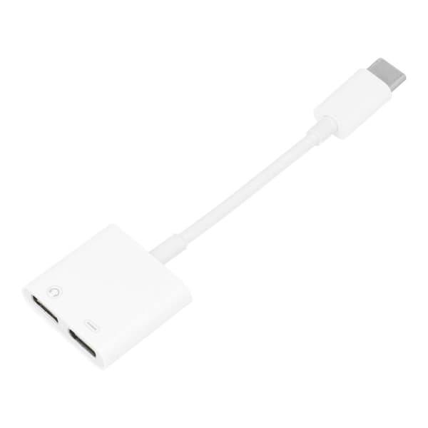 Adapter HF/Audio + opladning USB-C til USB-C hvid BOX Vit