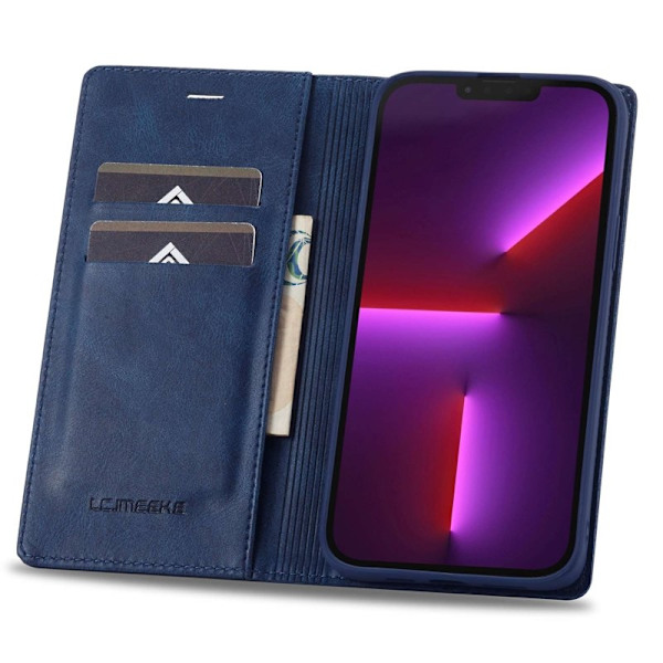 LC.IMEEKE iPhone 13 Pro Plånboksfodral - RFID Blocking - Konstläder - Blå