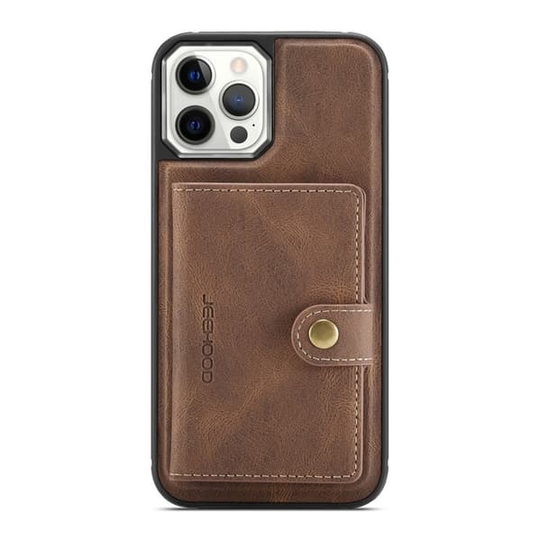 JEEHOOD Detachable Magnetic Wallet Mobilskal iPhone 12 Pro - Brun