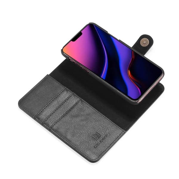 DG.MING iPhone 11 Pro Plånboksfodral 2-i-1 Äkta läder Svart