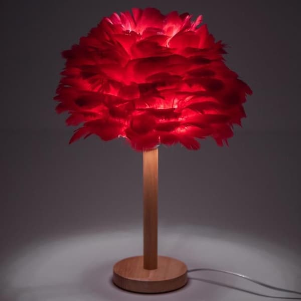 Sengebordlampe Feather Art Deco CBDPH - Rød Röd