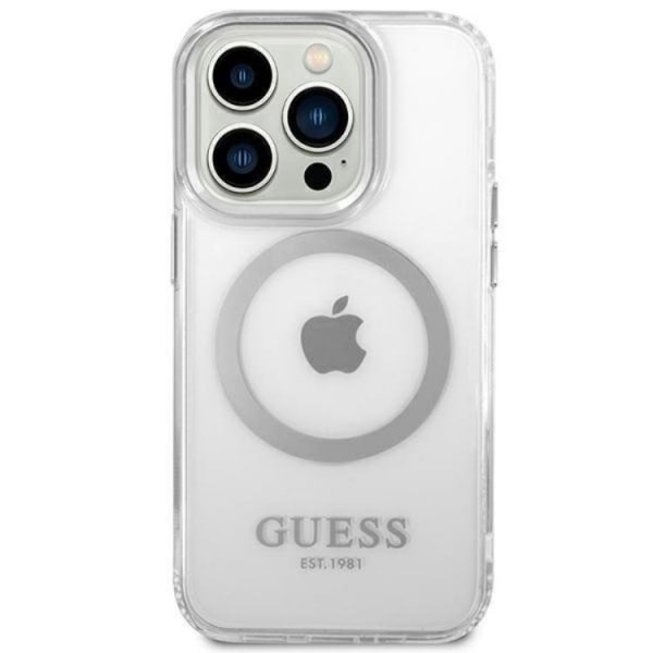 GUESS iPhone 14 Pro Max Skal Magsafe Metal Outline - Sølv