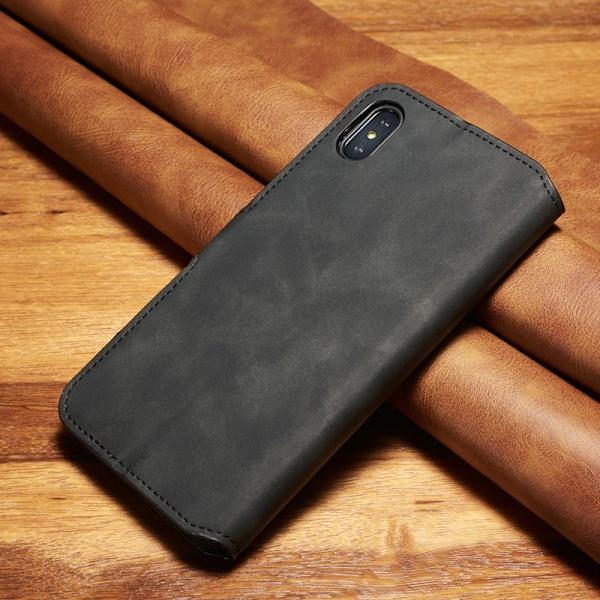 DG.MING iPhone XS Max Plånboksfodral Retro Konstläder Svart