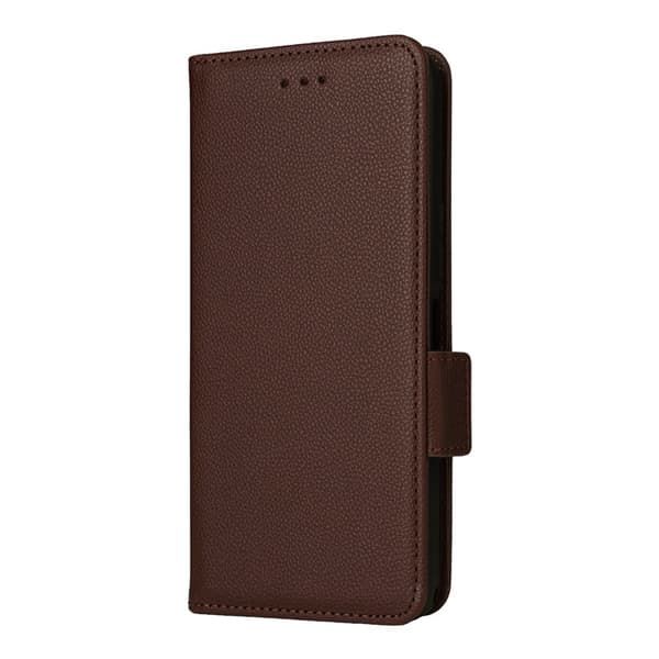 Sony Xperia 1 VII Plånboksfodral Litchi Texture Med Rem Brun